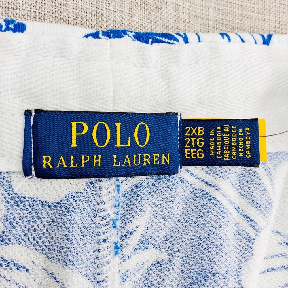 Polo Ralph Lauren Tropical Floral Spa Terry Shorts Men's 2XB Blue White NWT